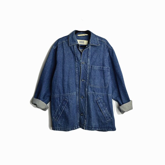 vintage denim chore coat | men's blue jean jacket