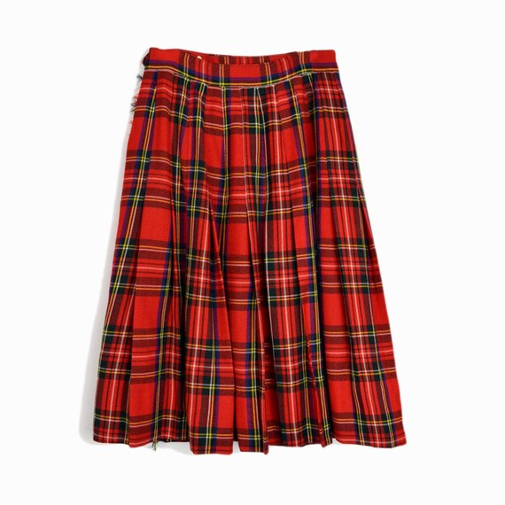 Vintage 50s 60s Red Plaid Wool Skirt / Tartan Pla… - image 4