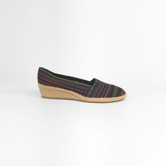 black rainbow espadrille wedges | vintage shoes
