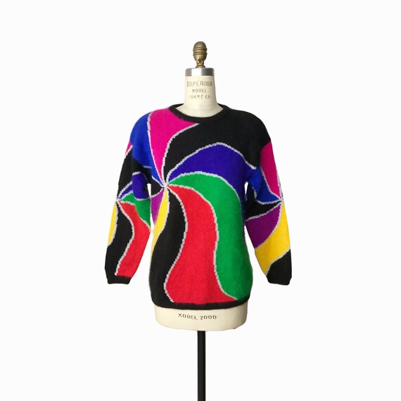 rainbow mohair sweater | colorful swirl