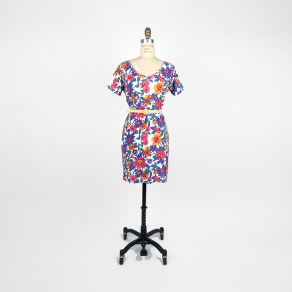 90s floral t-shirt dress | jewel tones
