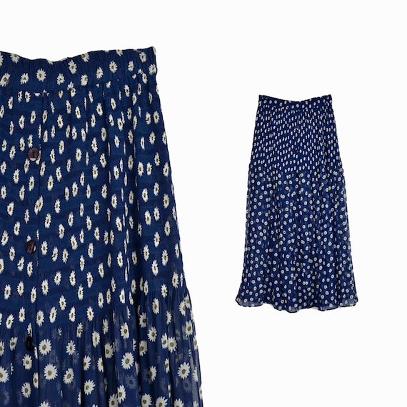daisy maxi skirt | 90s button front skirt