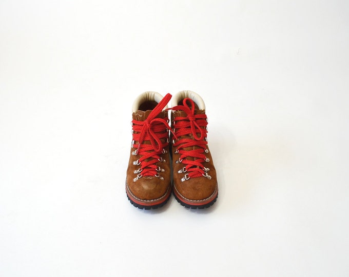 Vintage Brown Leather Hiking Boots With Red Laces Women's 7/7.5M Etsy