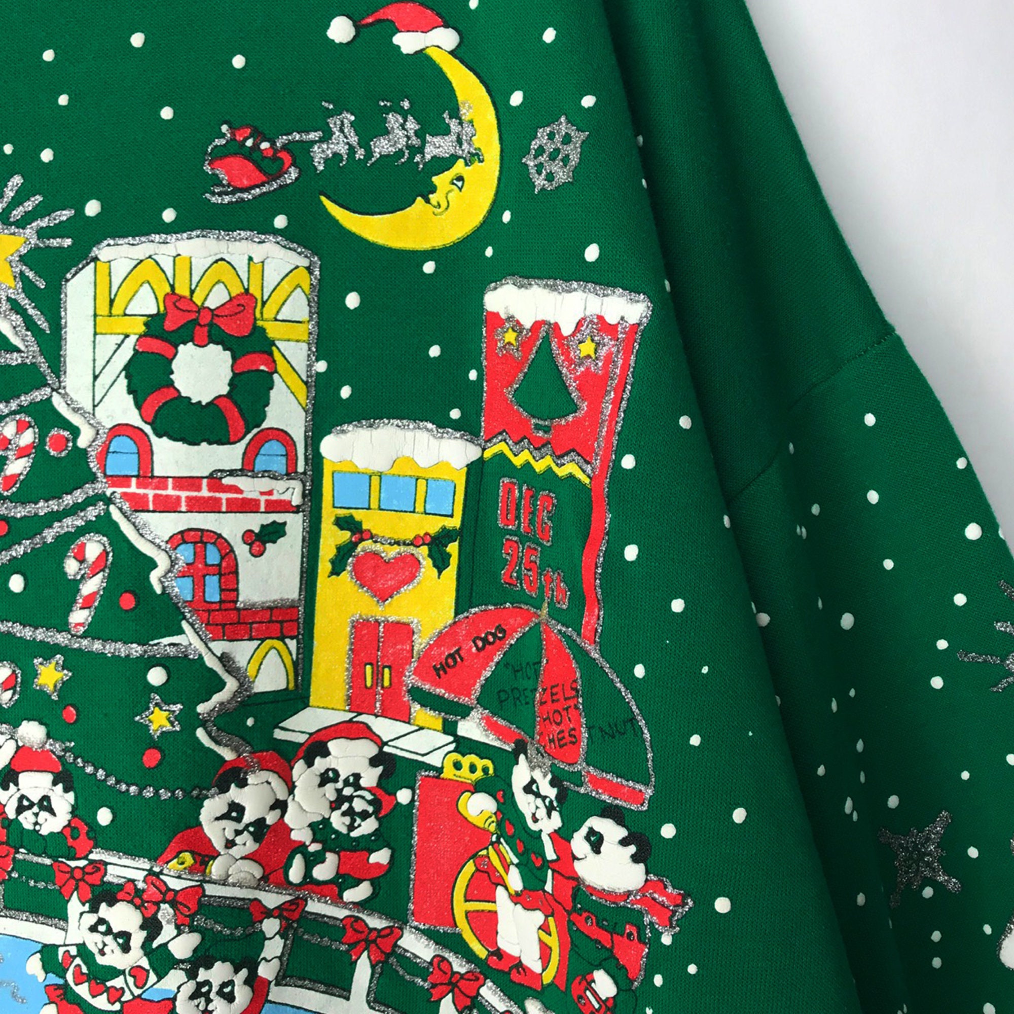 90s Vintage Panda Party Ugly Christmas Sweater Green