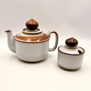 Vintage Søholm Sonja Tea Set Denmark, Teapot and Sugar Bowl, Scandinavian Stoneware, Josef Simon, Mid Century Danish Pottery