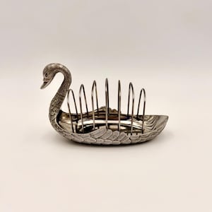 Vintage French Silver-Plated Swan Toast Rack with Removable Insert – Decorative Swan Letter Holder – Silver Plated Kitchenware – 1930s