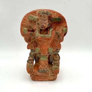 Vintage terrakotta-docka/rökelsekar märkt INCA Mexiko | Aztekisk/Maya-revival gudomskulptur, 25 cm