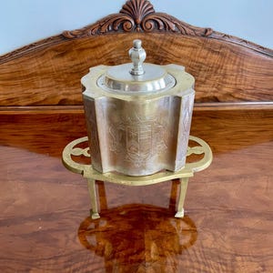 Vintage Silver Plated Tea Caddy: Adam of London Heraldic Decor