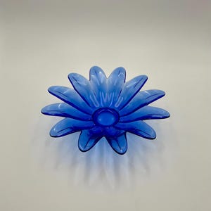 Vintage Cobalt Blue Glass Flower Bowl, Mid-Century Modern Petal Centerpiece, Retro Table Decor