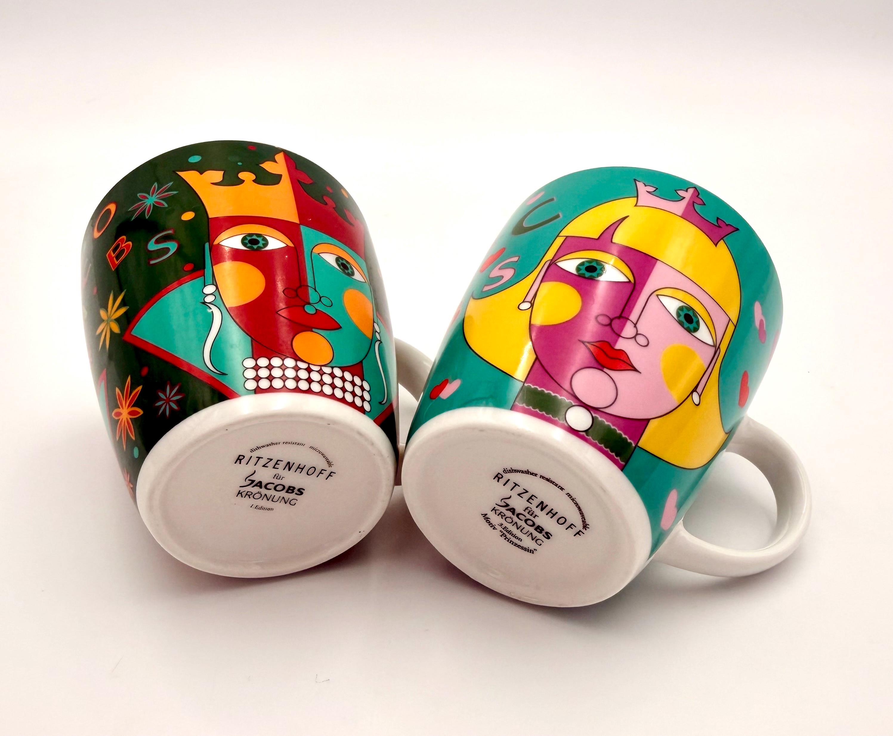 Ritzenhoff Jacobs Krönung Prince & Princess Mugs Set of 2 – M. Sieger Designer Coffee Cups, 250 Ml
