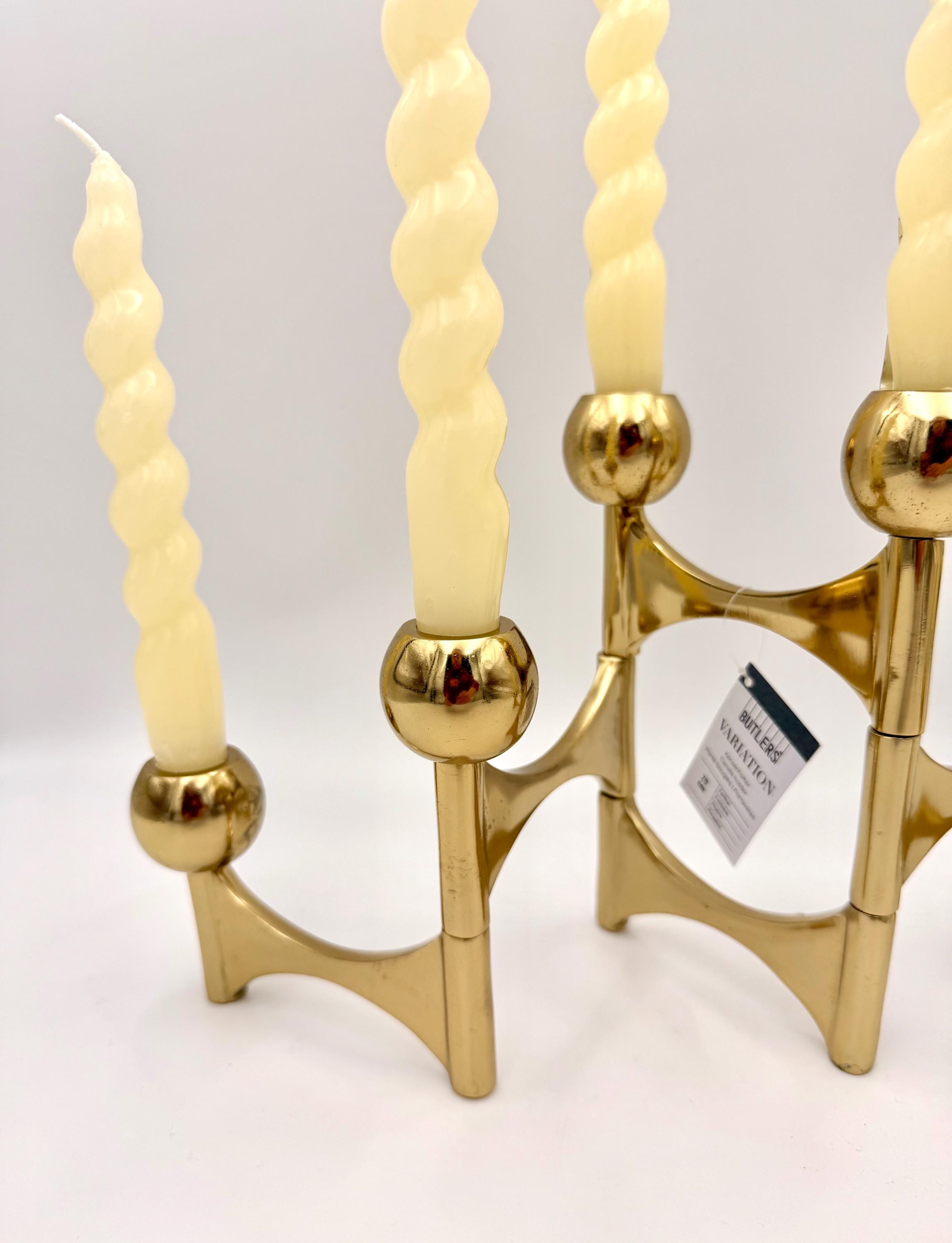 Butlers Modularer Klappkerzenleuchter aus Gold, skulpturaler postmoderner Kerzenhalter, Tischdekoration mit 6 Lichtern