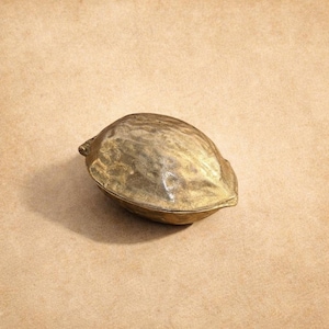 Schiaccianoci vintage in ottone massiccio/Schiaccianoci in ottone a forma di noce/Antico attrezzo da tavolo, ca. inizio XX secolo