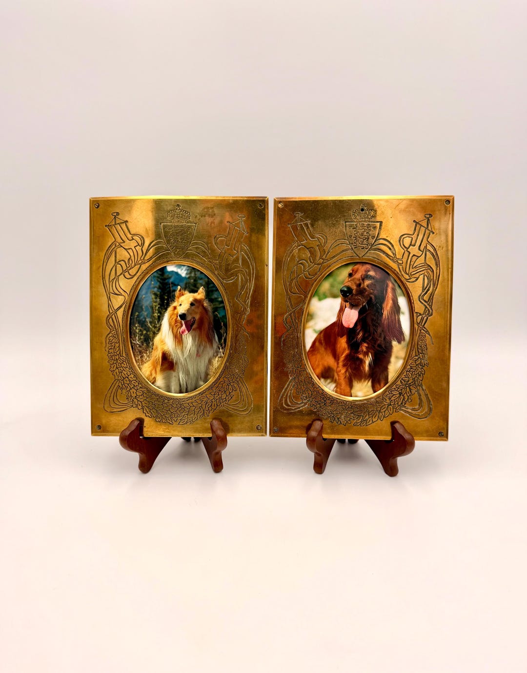 Vintage Danish Brass Wall Photo Frames Set of 2, Scandinavian Mid ...