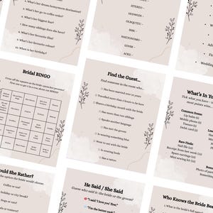 Boho Bridal Shower Games Bundle – 8 x Printable Party Activities