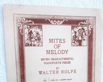 Mites of Melody - Black Beauty March - 1919 Antique Sheet Music for Musician, Framing, or Upcycling Paper in Altered Art Crafts