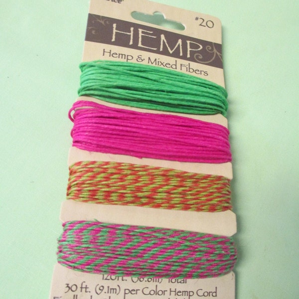 New 20lb Pink Green Combo HEMP CORD 120 ft total for NECKLACES