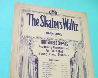 Distressed - The Skaters Waltz Waldteufel No 3191 - 1938 Vintage Sheet Music - for Musicians, Altered Art, Decor