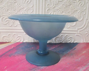 Vintage Blue Frosted Glass Ice Cream Serving Bowl