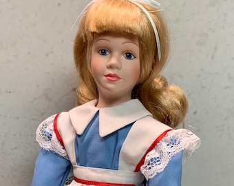 Vintage Alice in Wonderland Porcelain Doll 12" Hamilton Collection