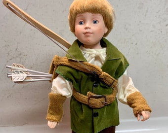 Vintage Robin Hood Danbury Mint Porcelain Doll 11.5" 1989