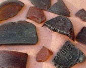 CREEK GLASS SHARDS Brown Old Bottles Found Objects - Tumbled Smooth Ohio River 7 ounces - Mosaics, Wire Wrapping, Altered Art Supplies