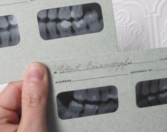 TEETH XRAYS Vintage Dentist Xray Cards 1960s - 1970s ODDITY Dental Medical - set of 2