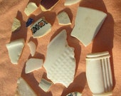 CREEK GLASS SHARDS Old Bottles Found Objects White Pottery - Tumbled Smooth Ohio River - Altered Art, Mosaic, Jewelry Wrapping