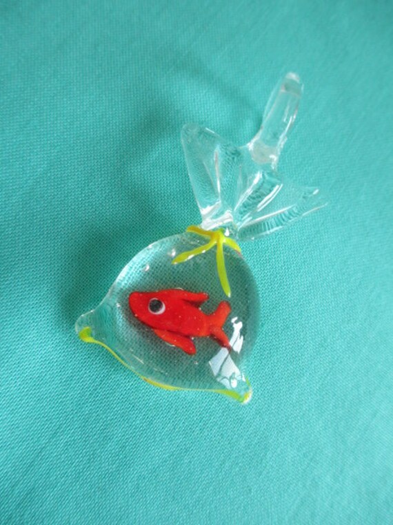 GOLDFISH in BAG Glass Pendant 1