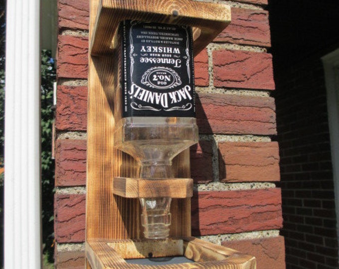 WOOD BIRD FEEDER Upcycled Whiskey Liquor Bottle Jack Etsy