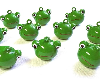 10 Frog Metal Bell Pendants