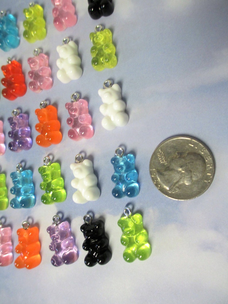 50 GUMMY BEAR Resin Charms Pendants Bears for Necklace Design Etsy