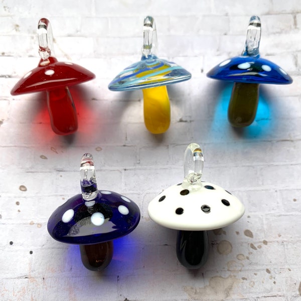 5 GLASS MUSHROOM Jumbo Pendants Mixed Colors