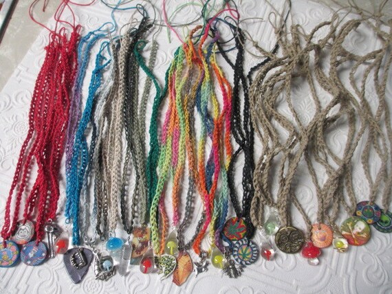 10 WHOLESALE HEMP NECKLACES Handmade Lot of Assorted Colors