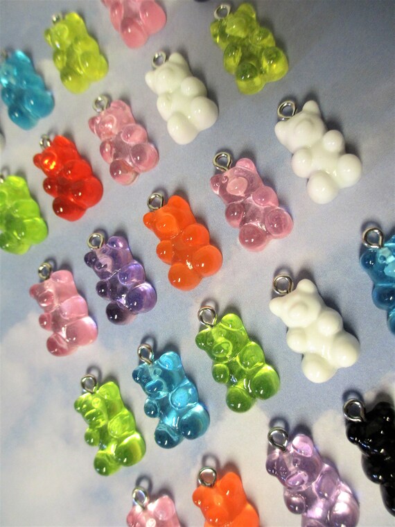 25 GUMMY BEAR Resin Charms Pendants Bears for Necklace Design Etsy