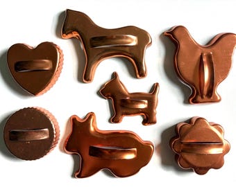 7 Vintage Cookie Cutters Copper Color