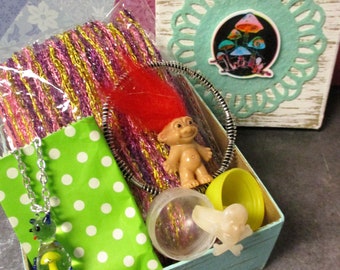 Beanster Goods Goody Gift Box - Handmade Mushroom Gift Box with Troll, Jewelry and More