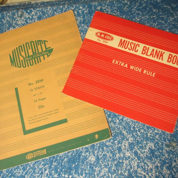 Salvage - Music Writing Paper 2 Vintage booklets -Pre-owned for Musician or Upcycling, Paper Crafts