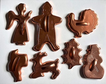 7 Vintage Cookie Cutters Copper Color