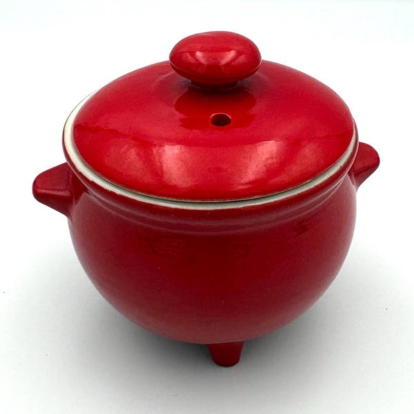 Vintage Little Red Cauldron Ashtray Glass