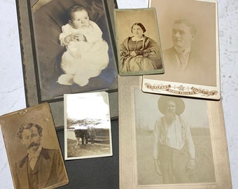 lot of 6 Antique Photographs  - Paper Ephemera  for Collecting or Altered Art Supplies