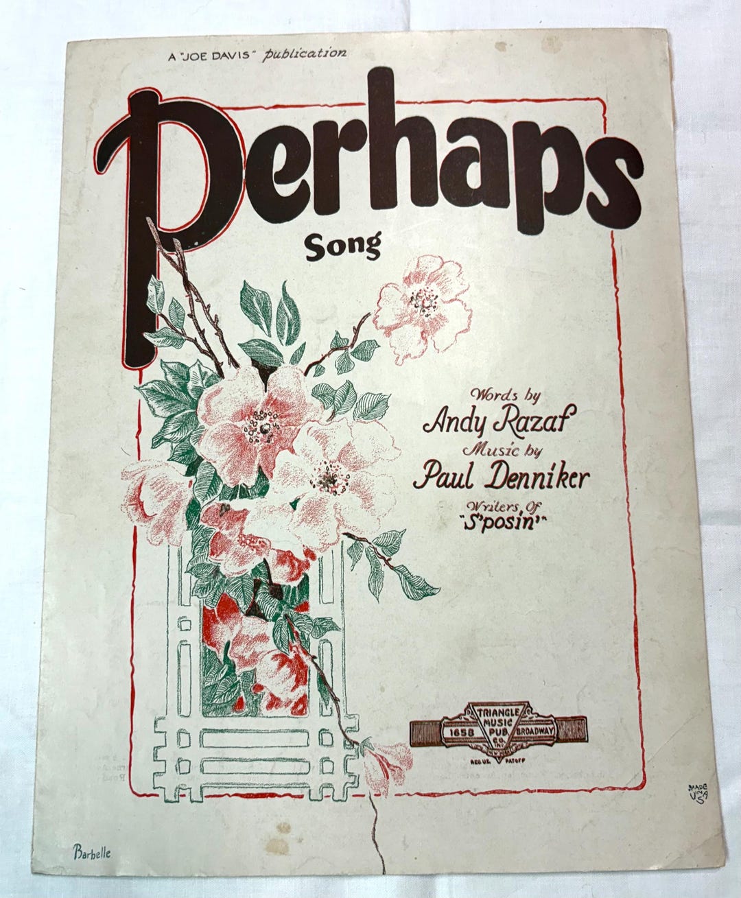 Perhaps Song by Andy Razaf - 1929 Vintage Sheet Music - Etsy