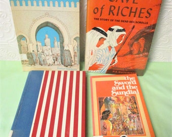 4 Books Juvenile Vintage Chapter Readers  - The Sword and the Sundial, Cave of Riches, Miss Terri!, It All Started with Columbus