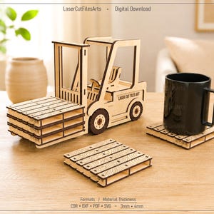 Forklift & Pallet Coaster Laser Cutting Files, Laser Cutting Cdr, Dxf, Pdf, Svg Files