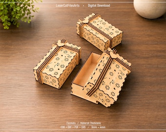 Decorative Gift Box Laser Cutting Files, Laser Cutting Cdr, Dxf, Pdf, Svg Files