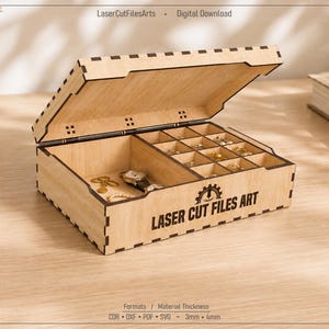 File per taglio laser di scatole regalo per gioielli, scatole a scrigno del tesoro, file CDR, DXF, PDF, SVG.