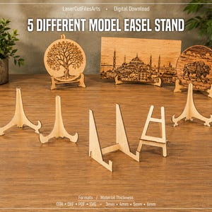 5 Different Easel Stand Laser Cutting Files, Stand Laser Cutting Cdr, Dxf, Pdf, Svg Files