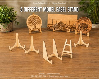 5 Different Easel Stand Laser Cutting Files, Stand Laser Cutting Cdr, Dxf, Pdf, Svg Files