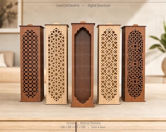 5 Different Decorative Gift Box Laser Cutting Files, Laser Cutting Cdr, Dxf, Pdf, Svg Files