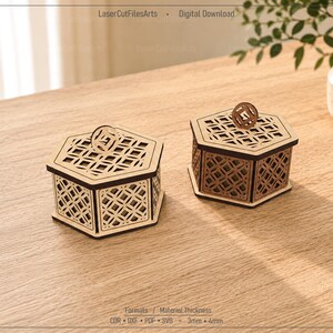 Decorative Hexagon Box Laser Cutting Files, Laser Cutting Cdr, Dxf, Pdf, Svg Files