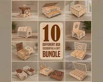Decorative & Gift Box Bundle Laser Cutting Files, Laser Cutting Cdr, Dxf, Pdf, Svg Files